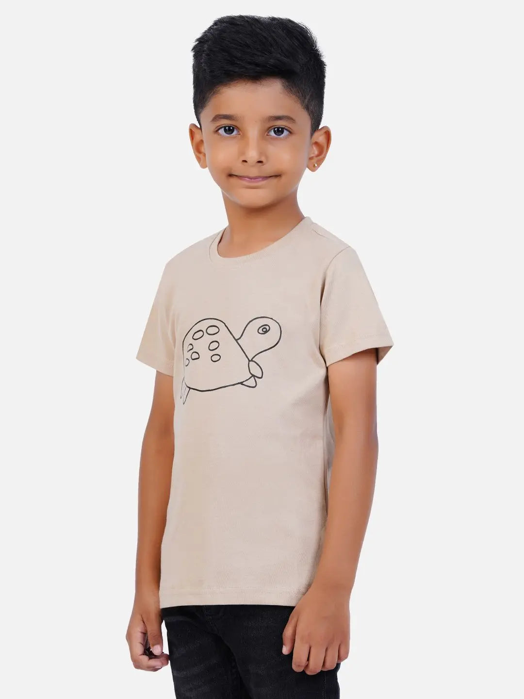 Cotton T-shirt for Boy and Girl - Kids drawn Printed (Tortoise)-4