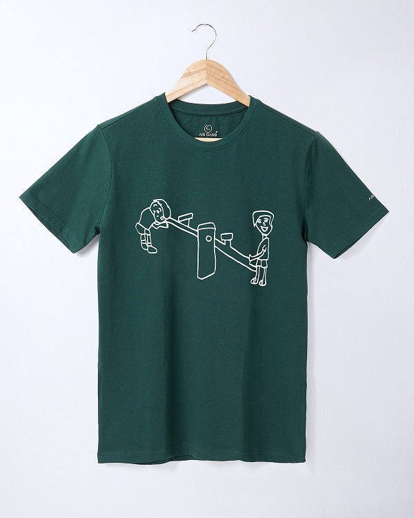 Cotton T-shirt for Men and Women - Kids Drawn Printed (See Saw)-0