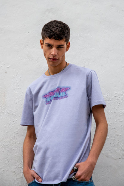 Short Sleeved T-shirt in Lilac With Neon Dream Print-3