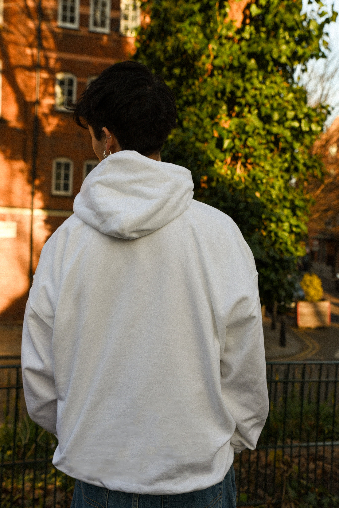 Hoodie in White with Jazz Cup Print-3