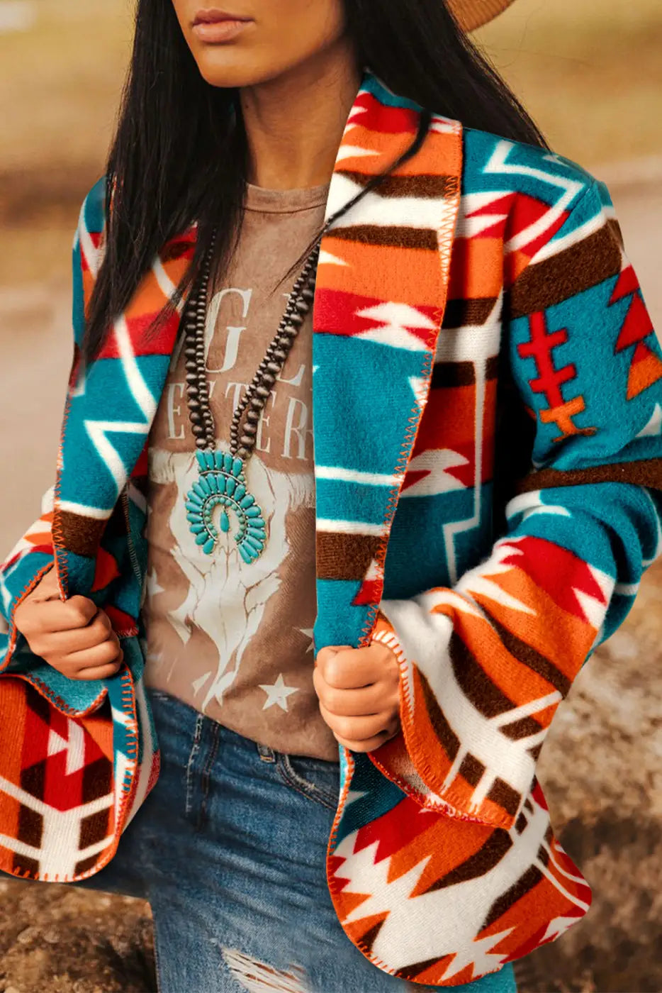 Boho Chic Aztec Blazer-0