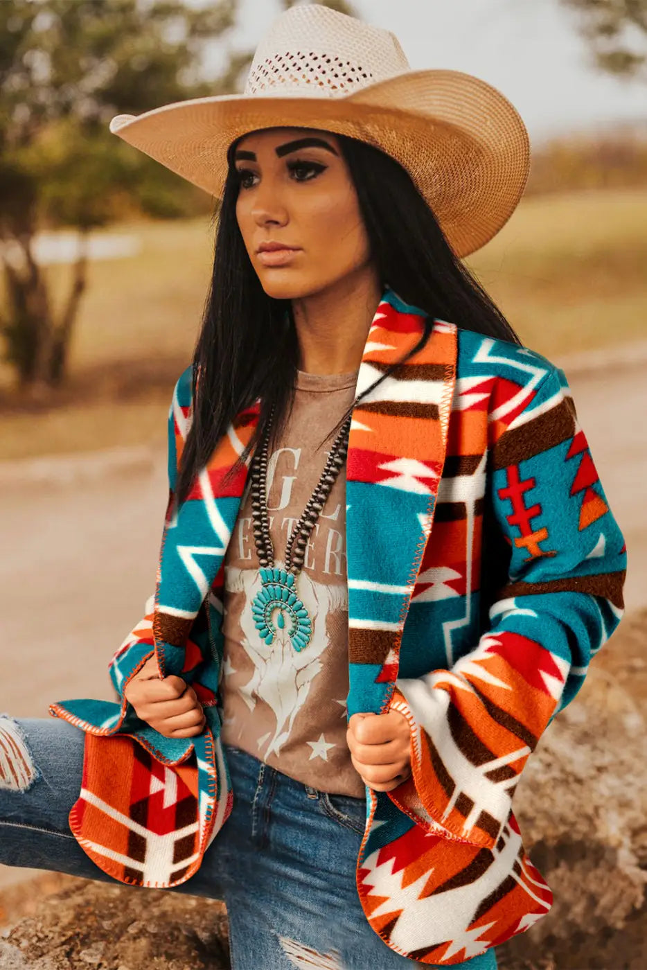 Boho Chic Aztec Blazer-2