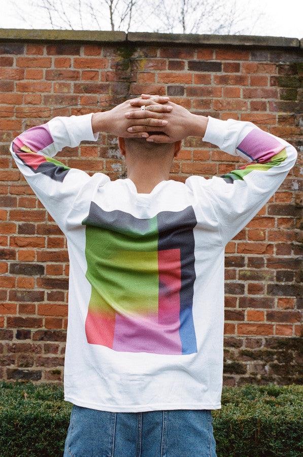 Long Sleeved T-shirt In White With Light Leak Print-3