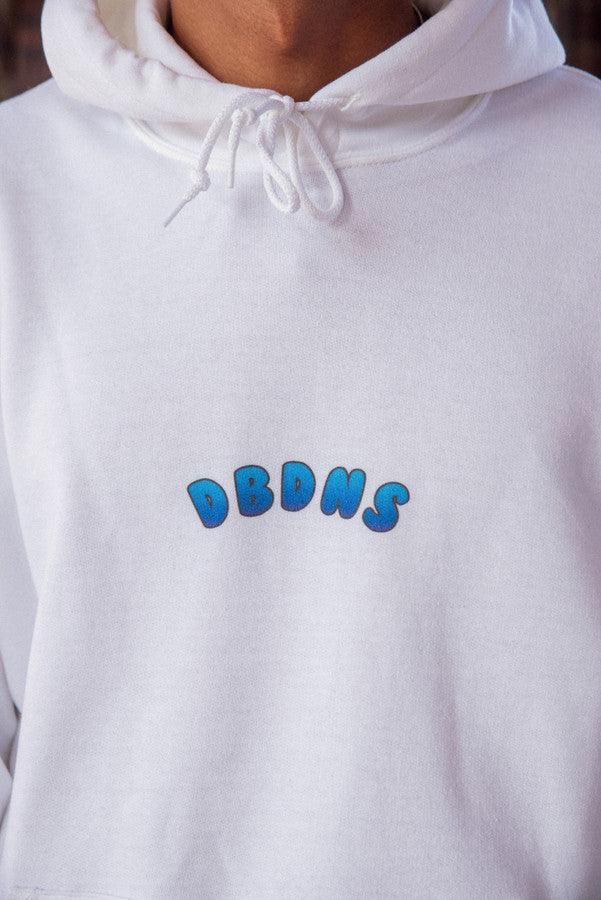 Hoodie in White with Blueberry Bubble Logo Print-2