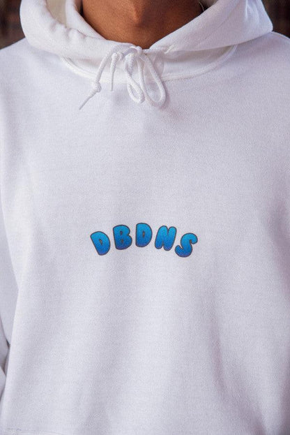 Hoodie in White with Blueberry Bubble Logo Print-2