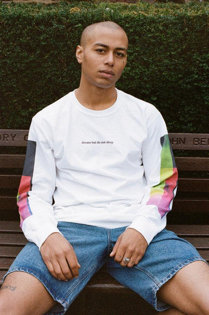 Long Sleeved T-shirt In White With Light Leak Print-4