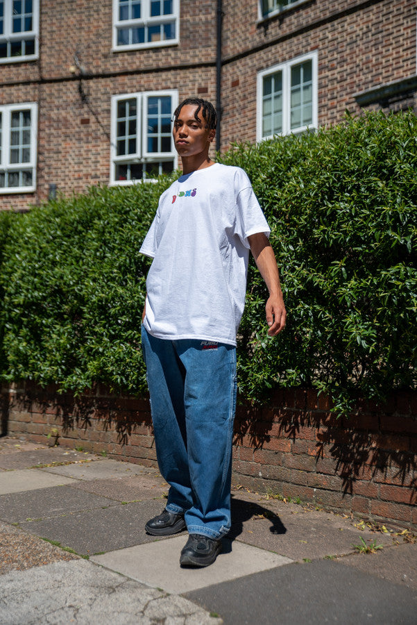 Short Sleeved T-shirt in White with Peace, Love and Freedom-3