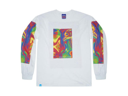 Long Sleeved T-shirt In White With Trippy Festival Print-2