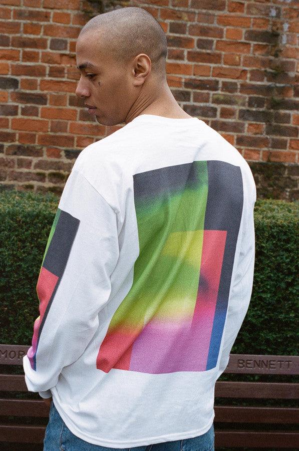 Long Sleeved T-shirt In White With Light Leak Print-2