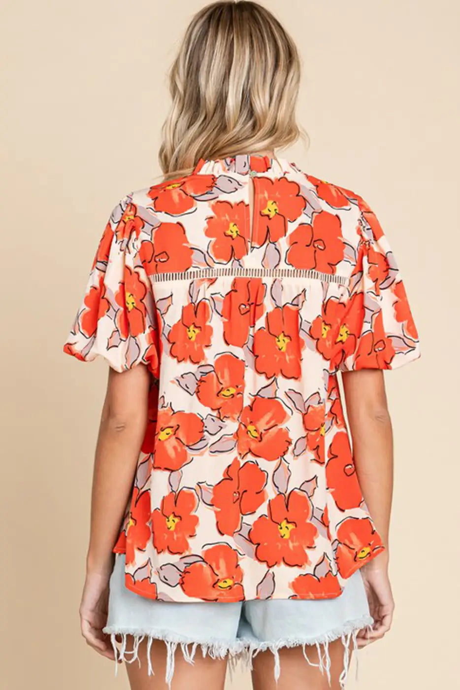 Orange Floral Loose Blouse-1