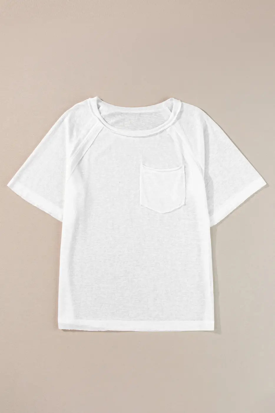 White Exposed Seam Loose T-shirt-4